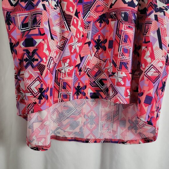 LuLaRoe Tunic Simply Comfortable Medium Pink Purple White Geometric Abstract Top - Picture 4 of 10